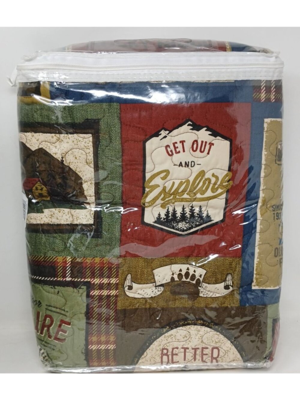 Lodge Bedspread Set Twin XL Wilderness Adventure Patchwork Cabin Lodge 2 Pc #BS - Picture 2 of 7